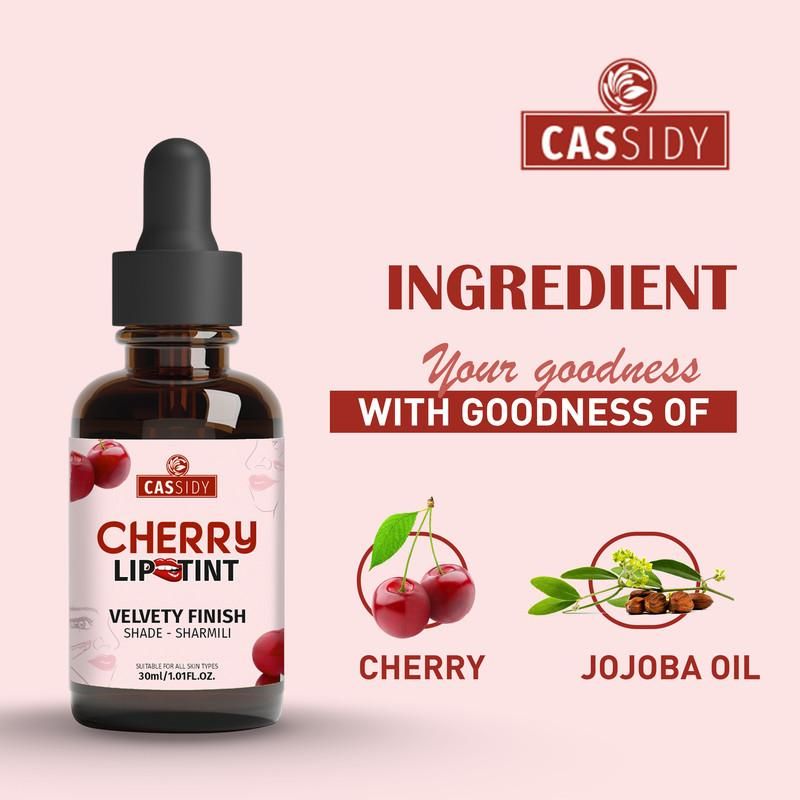 CASSIDY Cherry LipTint for Long-Lasting Color 30 ml Pack of 2